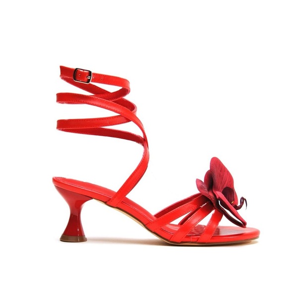Orchid Bloom Red Lace-Up Heel - Picture 1 of 7
